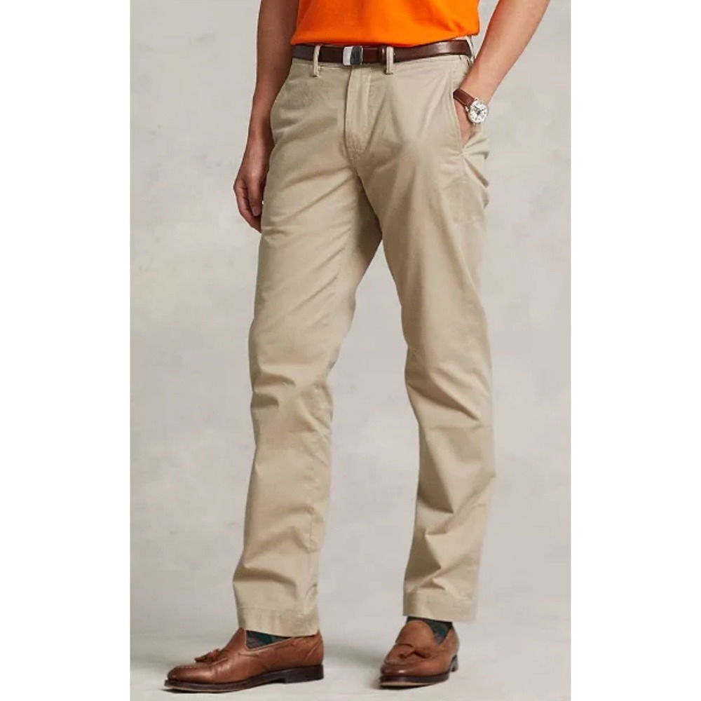 Polo Ralph Lauren Preston Pant Mens 40x32 Tan Chino Cotton Straight Trousers